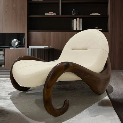 Sofa chair creative single living room study Italian minimalist leather leisure reclining chair