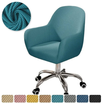 Solid Elastic Rotating Chair Cover Dining Room Spandex High Sloping Armchair Covers Office Chair Slipcover Coffee Bar Make Up