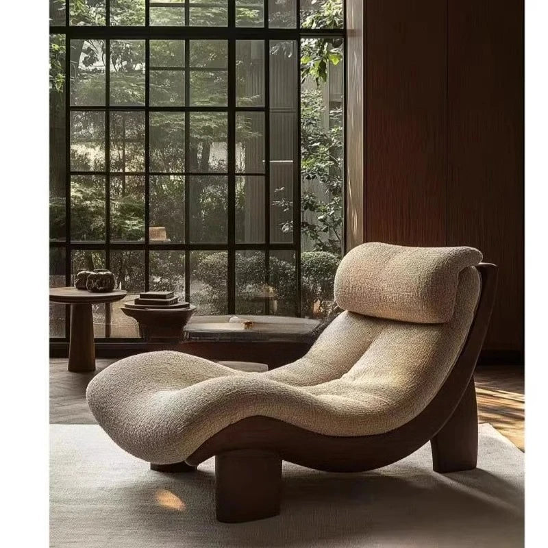 Comfortable solid wood sofa chair soft decoration living room casual armrest recliner
