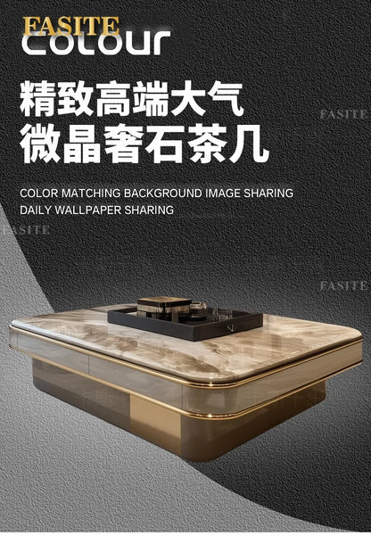 LightLuxury Coffee Table Living Room Home High-end Rectangular Luxury Stone Tea Table New High-end Villa Large Flat Coffee Table