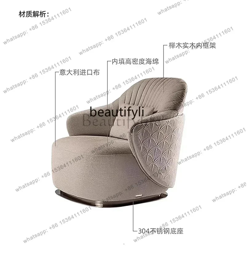 Asmt52 Italian light luxury design single sofa chair modern villa living room home fabric leisure chair