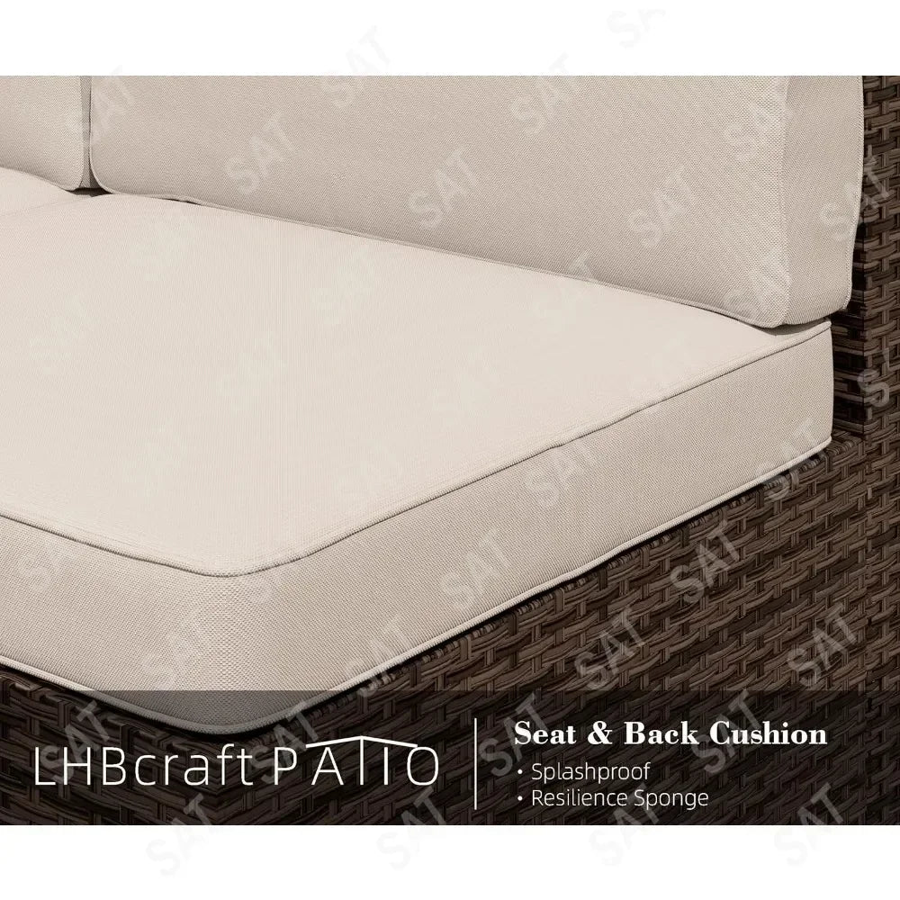 Furniture Set, Outdoor Furniture Patio Sectional Sofa, All Weather PE Rattan Outdoor set with Cushions and Table