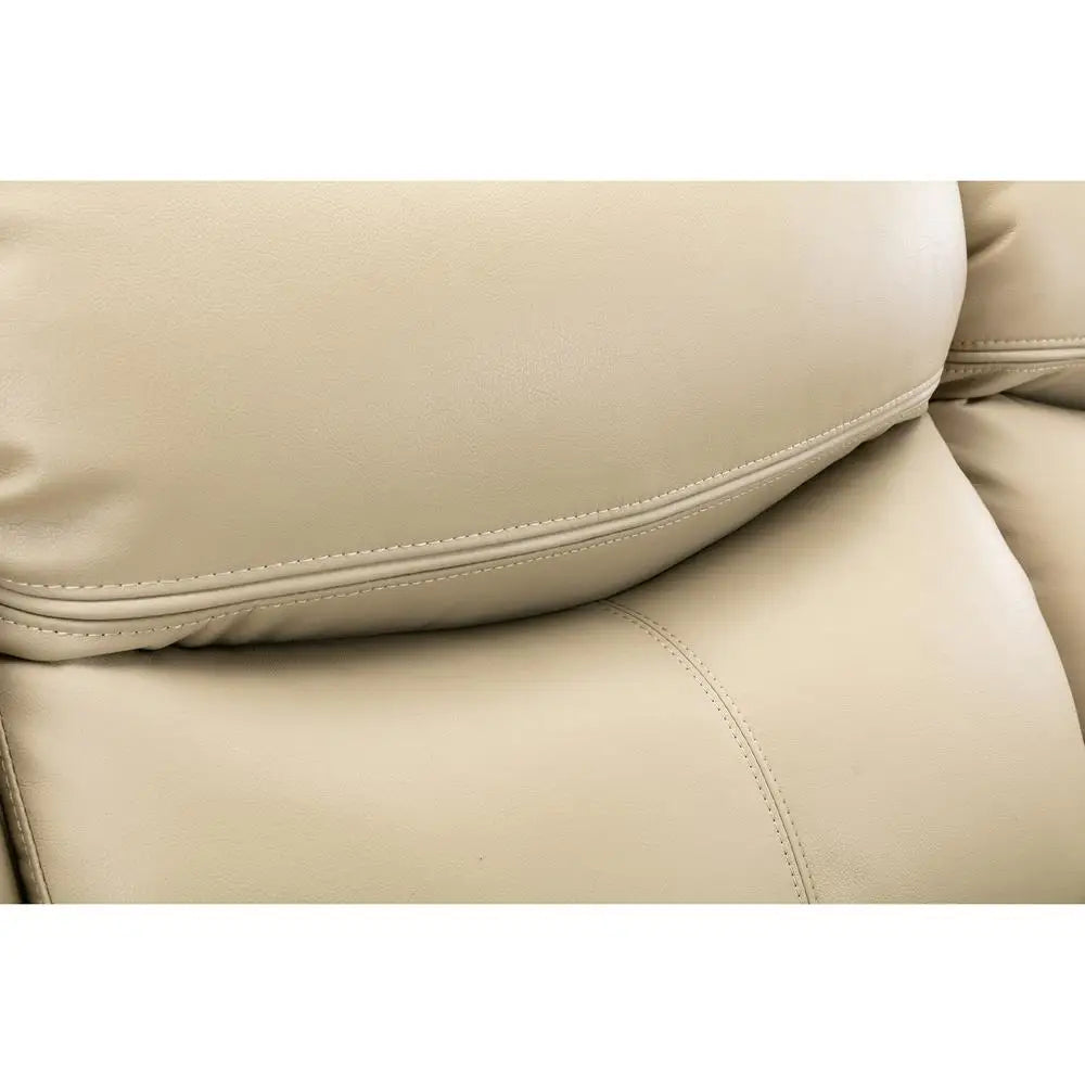 Cream Manual Recliner Loveseat Sofa Set 1+2+3 Seater Pillow Top Arms Pocket Spring Seating Leather Upholstery