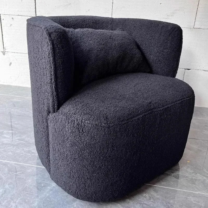 Nordic Light Luxury Cream Style Single Lambswool Couch Home Living Room Bedroom Couch Designer Chair