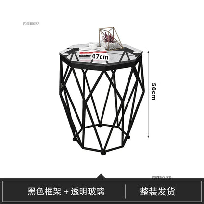 Nordic Light Luxury Tempered Glass Coffee Tables Small Apartment Sofa Side Table Simple Iron Corner Table Living Room Furniture