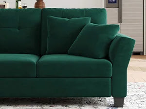 L Shaped Sofa 4 Seat Sofa with Chaise L-Shaped Couches Reversible Sectional Sofa (Dark Green, L Shaped Couch)