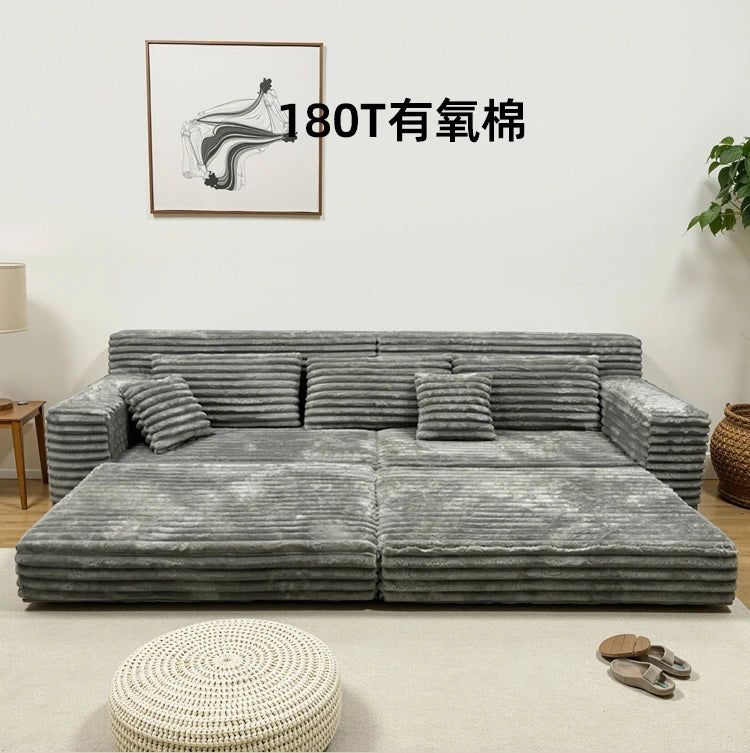 Straight Row Compressed Sofa Living Room Bedroom Cloth Art Modern Folding Sofa Bed Multifunctional Lazy Sponge Lounges Furniture