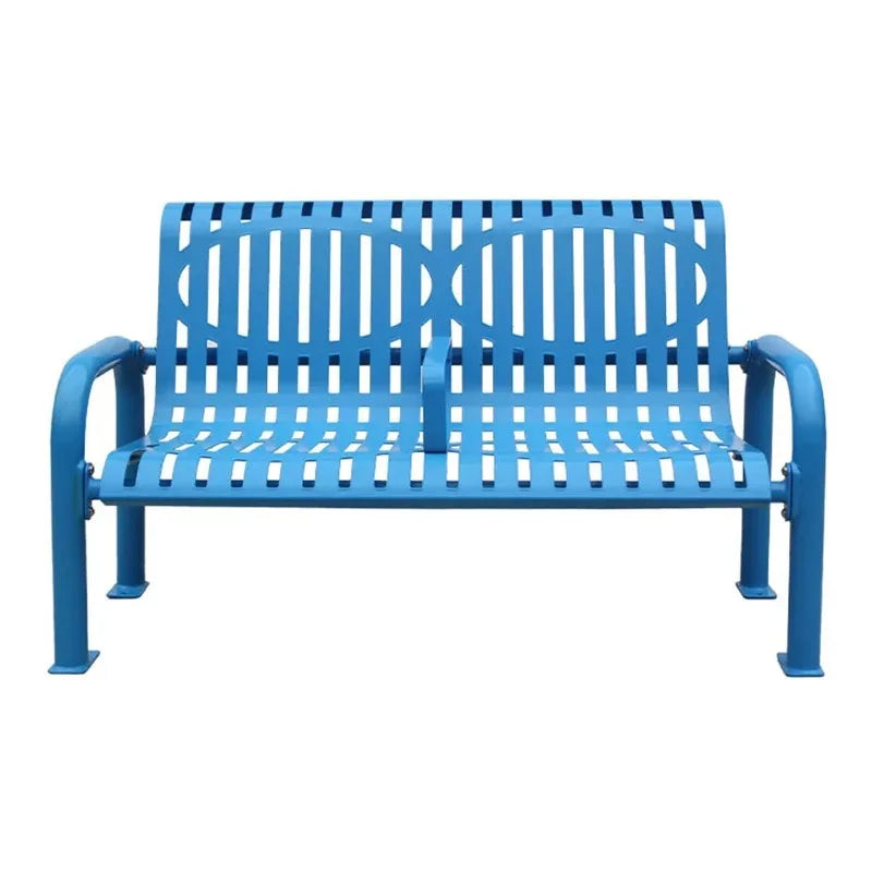 Outdoor Furniture Powder Coated Slatted Steel Bench Seat Outside Park Metal Seating Bench Garden Rustic Sitting Chair Bench