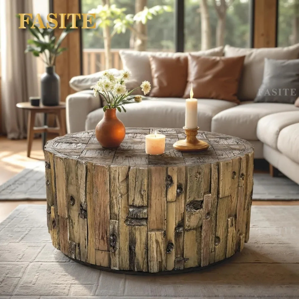 Light Luxury round Tea Table Solid Wood Living Room Small Apartment round Tea Table Creative Simple Nordic Coffee Table