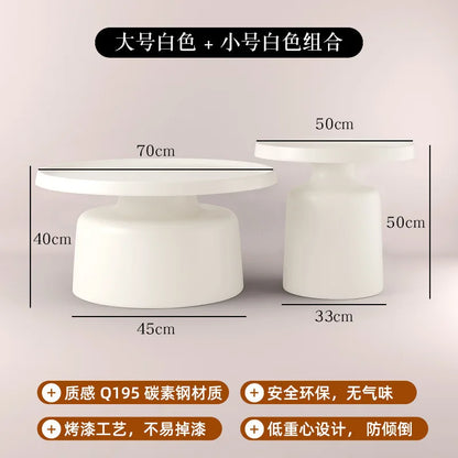 Cream apartment Nordic coffee table living room household small apartment simple Internet celebrity wrought iron modern round