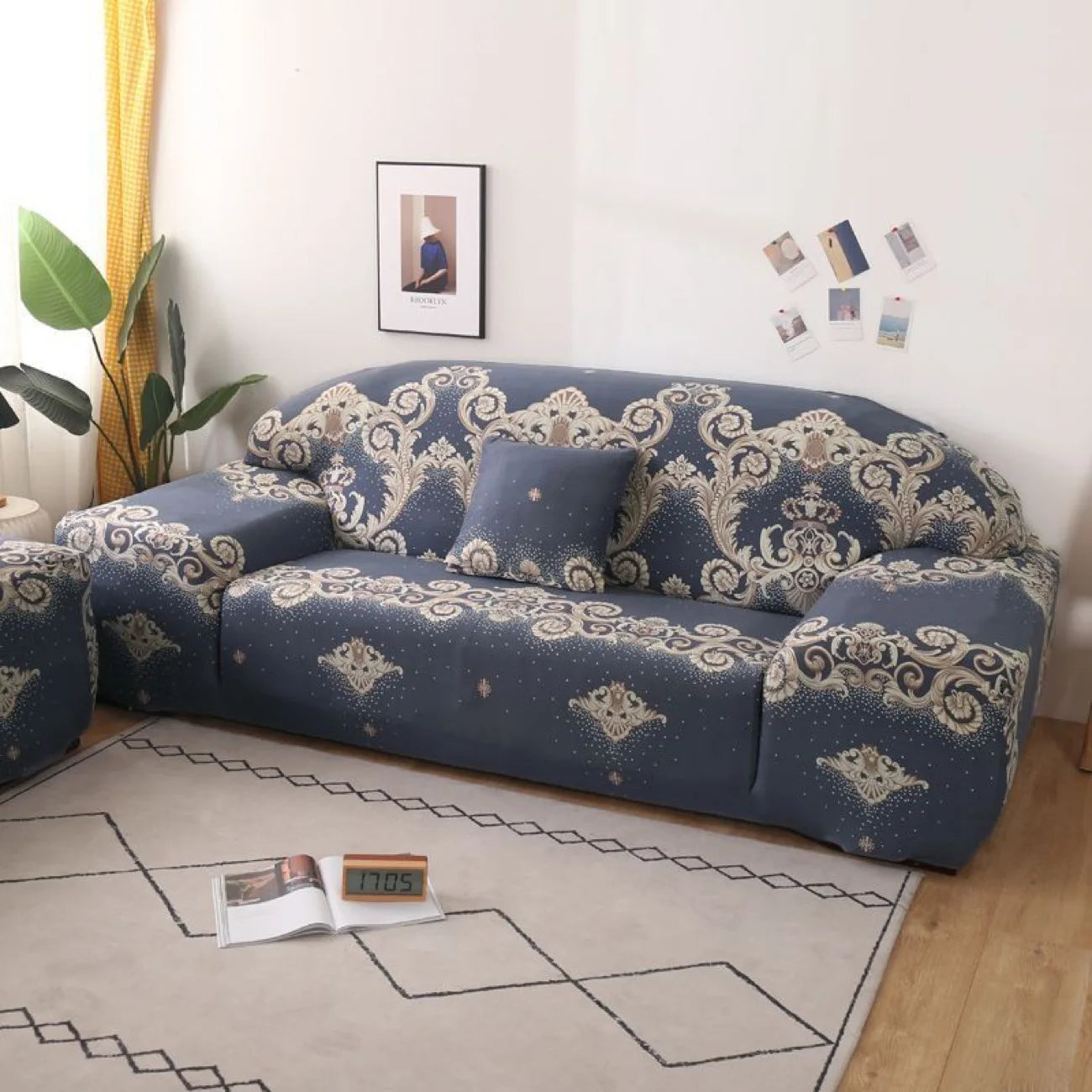 New All-season L-shape Non-slip Elastic Sofa Cover With Patterns, 360 Degree Coverage 1/2/3/4 Seat Sofa Cushion for Living Room