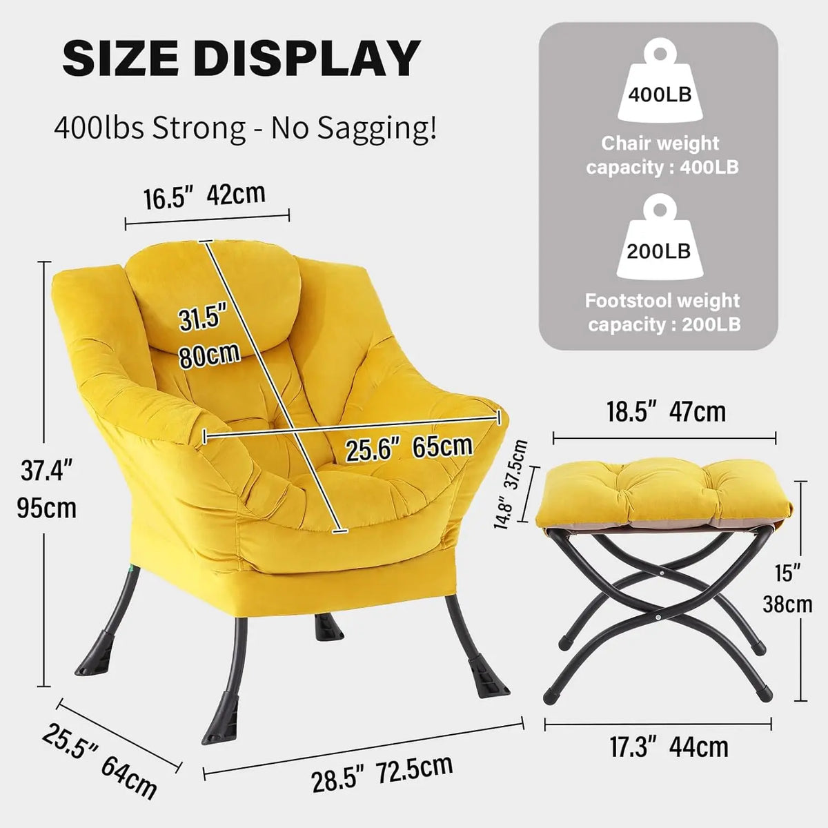 Modern Velvet Lounge Chair with Ottoman, Comfy Reading Armchair with Footrest for Living Room, Bedroom, Dorm