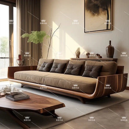 New Chinese black walnut Arhat bed solid wood sofa combination tea table a set of modern small apartment