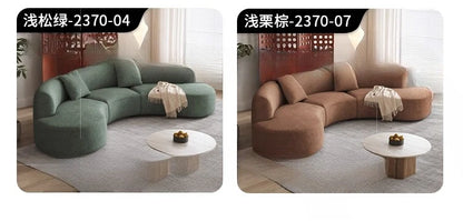 Sofa French retro medieval style curved module combination sofa wabi sandy wind large flat-floor villa fabric #