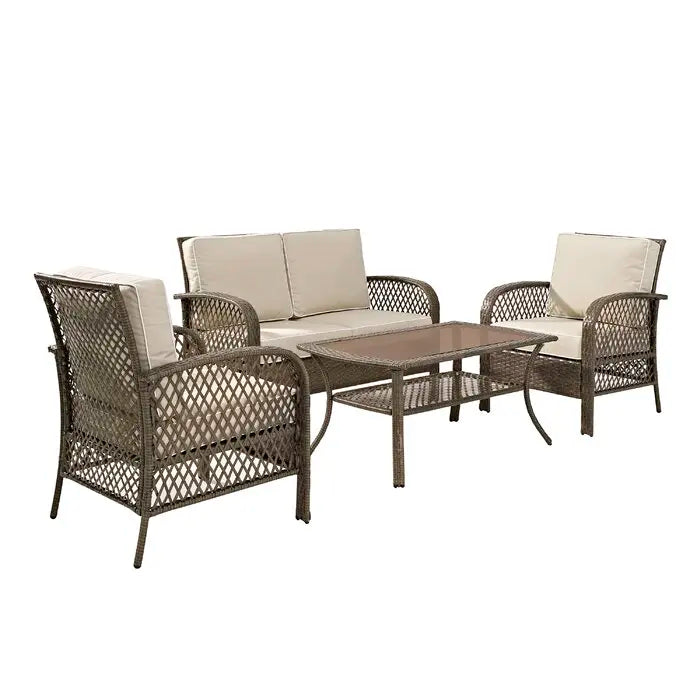 Wicker Outdoor Patio Sectional Rattan Furniture Garden Rattan Garden Furniture Sets 4 Seater Patio Sofas