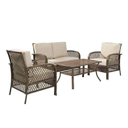 Wicker Outdoor Patio Sectional Rattan Furniture Garden Rattan Garden Furniture Sets 4 Seater Patio Sofas