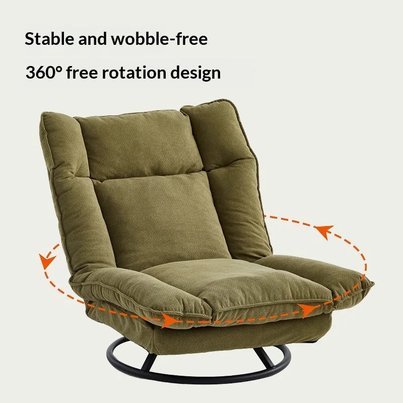 Sofa 360 Degree Swivel Lounge Chair Adjustable Back Fabric Single Seat Small Apartment Living Room Balcony Lazy Armchair