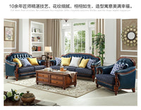 American first-layer leather sofa combination simple household solid wood corner villa L-shaped sofa