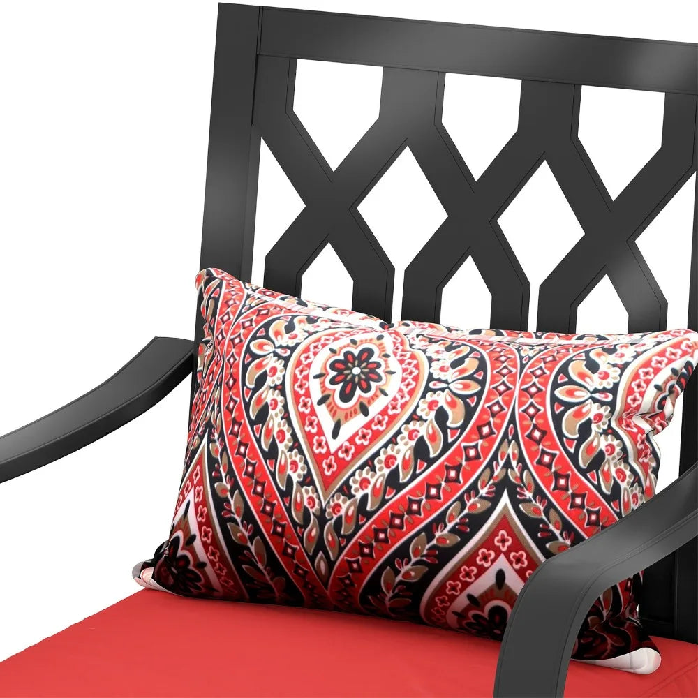 Outdoor Swivel Bar Stools Set of 2, Metal Outdoor Swivel Bar Chairs, Black