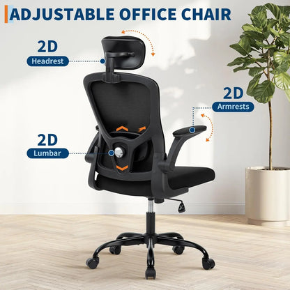 Office Computer Desk Chair Ergonomic Office Chair High-Back Mesh Home Office Chair With Adjustable Headrest And Lumbar Support