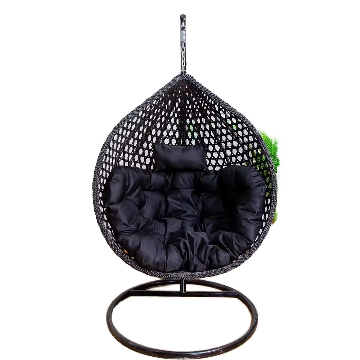 Modern Outdoor Patio Garden Backyard Wicker Rattan Double Swing Hanging Chair for Bedroom Application Durable Metal Material