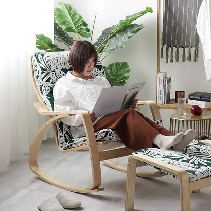Liveable America Nordic Home Furnishing Bonn Rocking Chair Happy Chair Solid Wood Reclining Chair Lazy Maternity