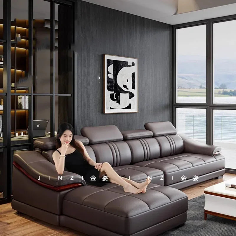 Floor Designer Living Room Sofas Couch Leather Nordic Minimalist Sofas Relaxing Room Decor Sillon Cama Lounge Suite Furniture