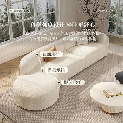 Modern Relaxing Curved Reception Cream Aesthetics Simple Living Room Sofa Minimalist Rest Light Luxury Muebles Home Furniture
