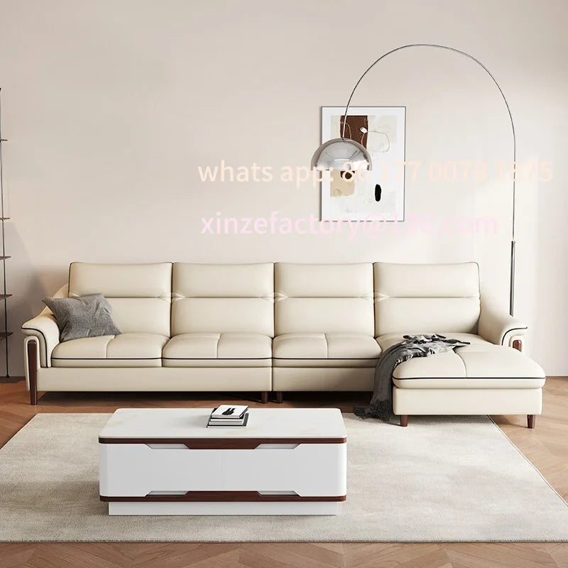 Customizable leather sofa size apartment living room simple and modern