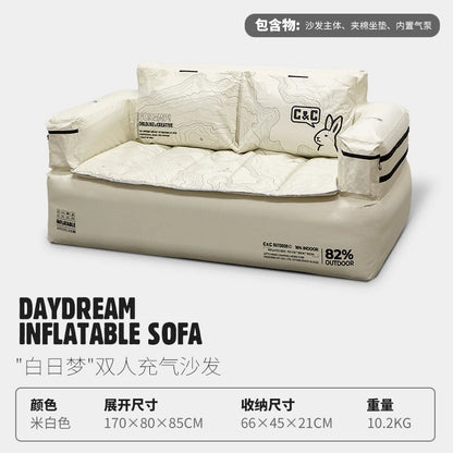 Double and Single Inflatable Sofa with Built-in Air Pump, Comfortable and Portable for Camping and Leisure Home Use