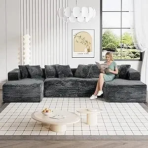 Modular Sectional Couch, Luxury Black  Couches for Living Room
