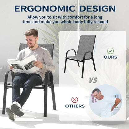 Patio Chairs Set of 6, Outdoor Dining Chairs with All Weather Lightweight Textilene, Lawn Chairs 300Lbs Capacity for Backyard De