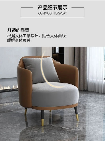 Custom minimalist light luxury single sofa coffee table set leisure hotel reception sales office negotiation table and chair