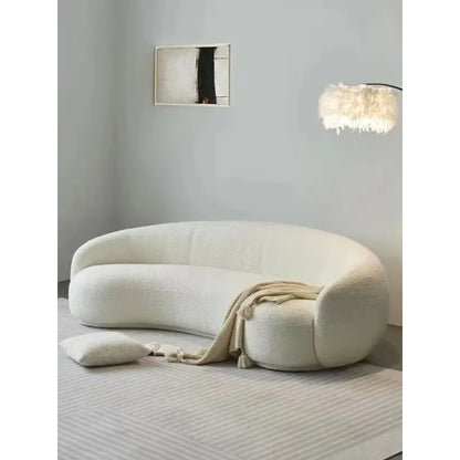 Italian minimalist sofa, curved cashew nuts, comfortable small apartment light luxury