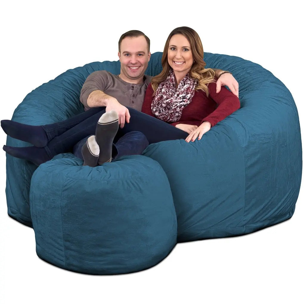 6ft Bean Bag Chair & Footstool, Oversize Bean Bag Chair for Adults, Comfy Chair Bean Bag Couch Lounge Sofa Loveseat, Customized