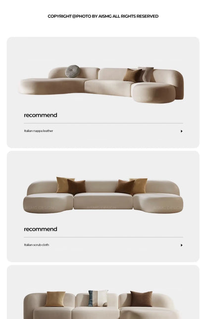 Italian Sofa Living Room Simple Fabric Affordable Luxury Fashion Special-Shaped Arc Cream Style Corner Combination