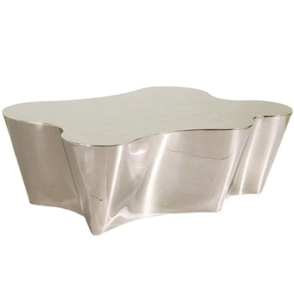 Light luxury stainless steel special-shaped coffee table high-end mirror business negotiation coffee table art