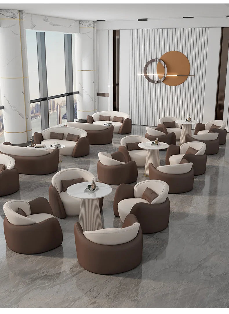 lLight luxury business negotiation sofa table and chair combination hotel lobby reception leather sofa
