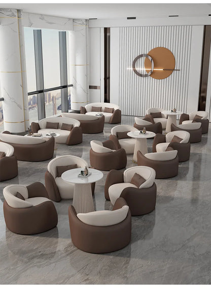 lLight luxury business negotiation sofa table and chair combination hotel lobby reception leather sofa