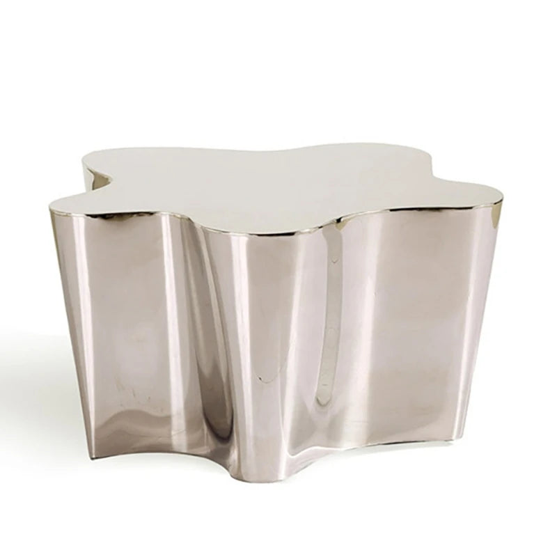 Light luxury stainless steel special-shaped coffee table high-end mirror business negotiation coffee table art