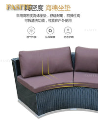 Outdoor round rattan sofa combination garden courtyard