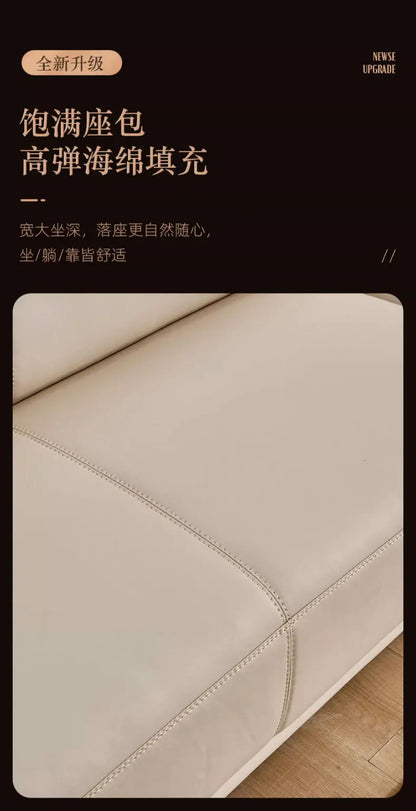 New Chinese style, leather, sofa, corner, modern, simple, solid wood, light luxury, living room