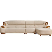 New Chinese style, leather, sofa, combination, all solid wood, luxury, living room