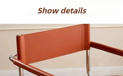 Stainless Steel Dining Chairs Modern Simple Restaurant Chair Living Room Portable Leather Armchair Home Decoration Furniture