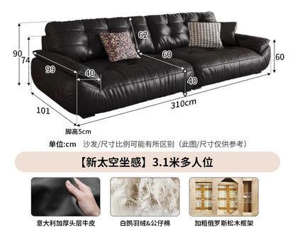 Leather sofa, Italian retro style small apartment, antique style sofa