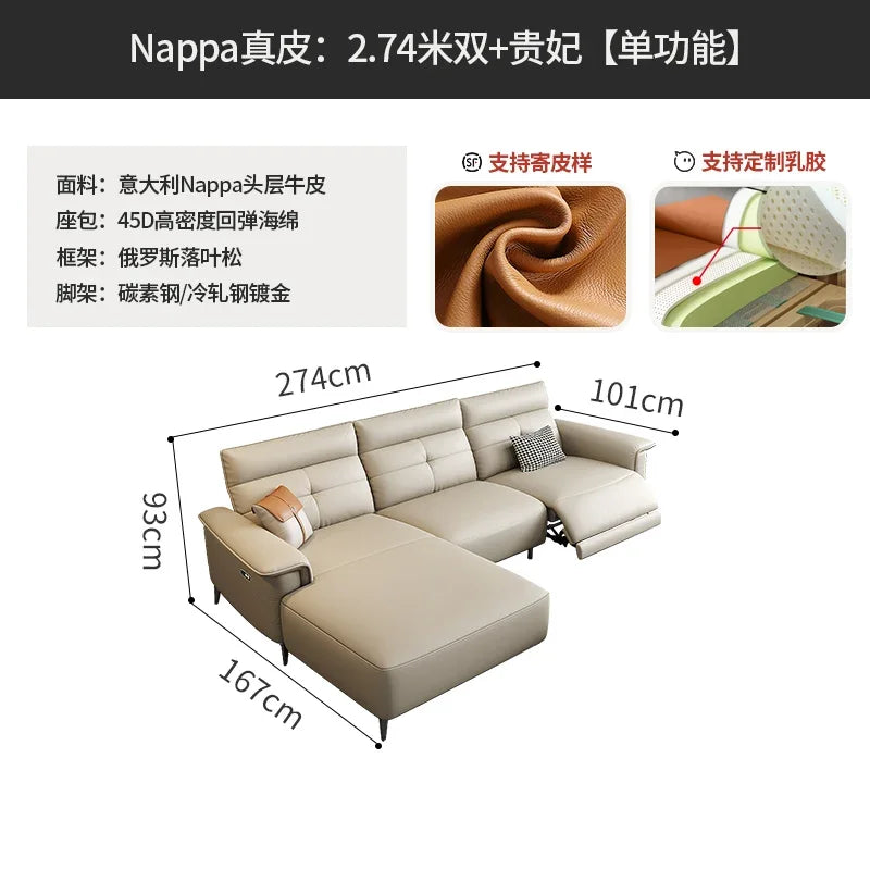 Vintage European Reclining Sofa Leather Office Designer Italiano Couch Adjustable Height Adults Sofa Inflavel Indoor Furniture