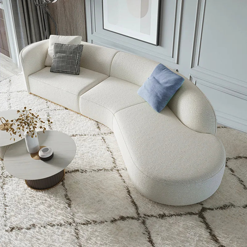 Luxury Modern Modular Berber Fleece Sofa Set Unique Minimalist Design Reclining for Hotel Living Room Wood Fabric Material