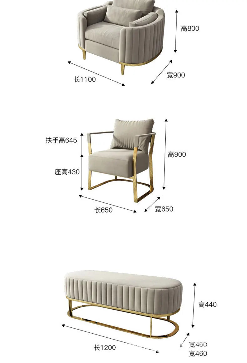 Light luxury fabric sofa simple modern large apartment living room coffee table combination