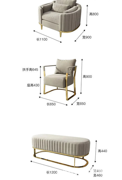 Light luxury fabric sofa simple modern large apartment living room coffee table combination