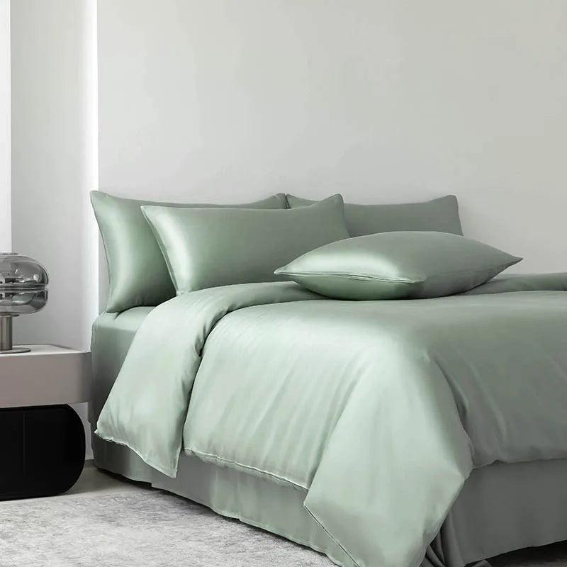 100% Mulberry Silk Bedding Set Solid Color Natural Silk Duvet Cover Set Twin King Queen Size Bed 3pcs/4pcs/5pcs Bed Sheet Set